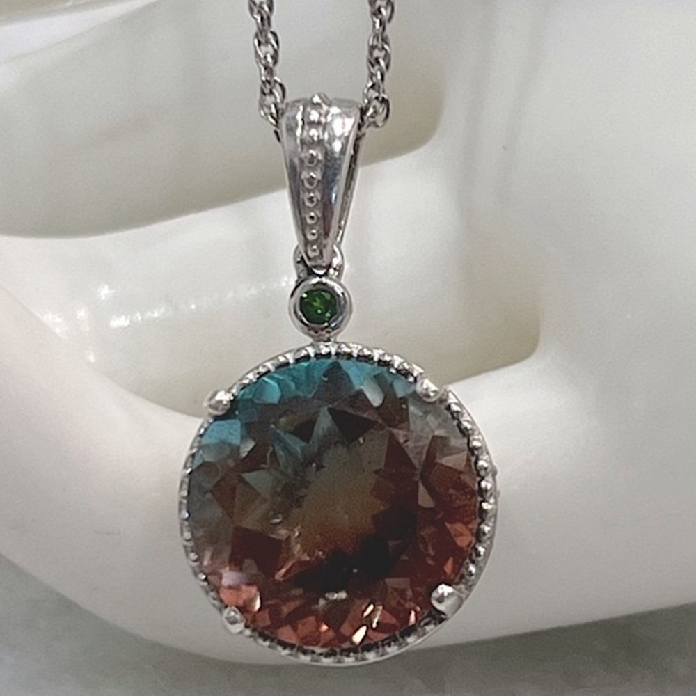 Aqua Terra Costa Quartz Multigemstone Sterling Silver Pendant Necklace